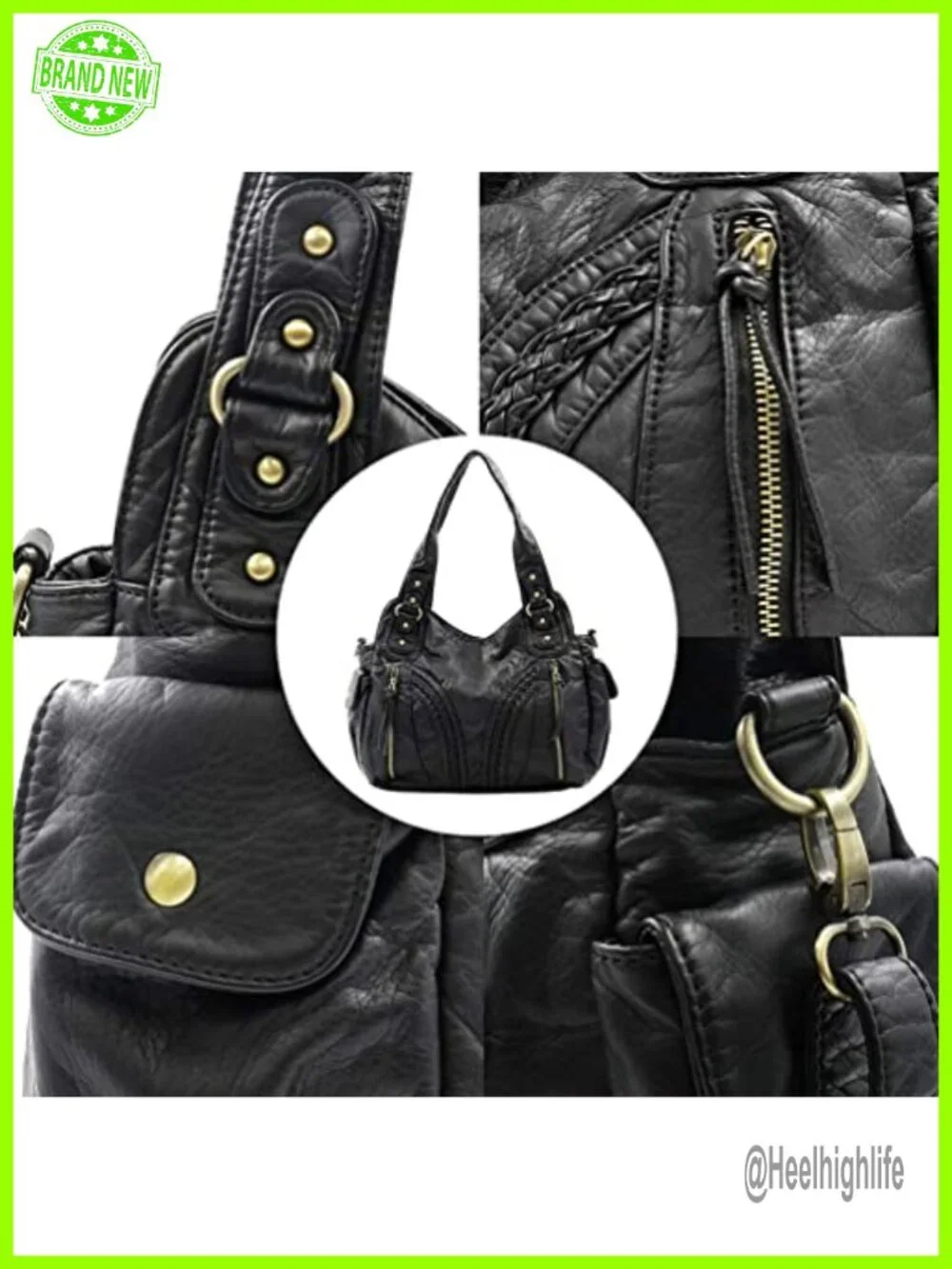 Y2K Hobo Bag Women Washed Leather Crossbody Handbag Roomy